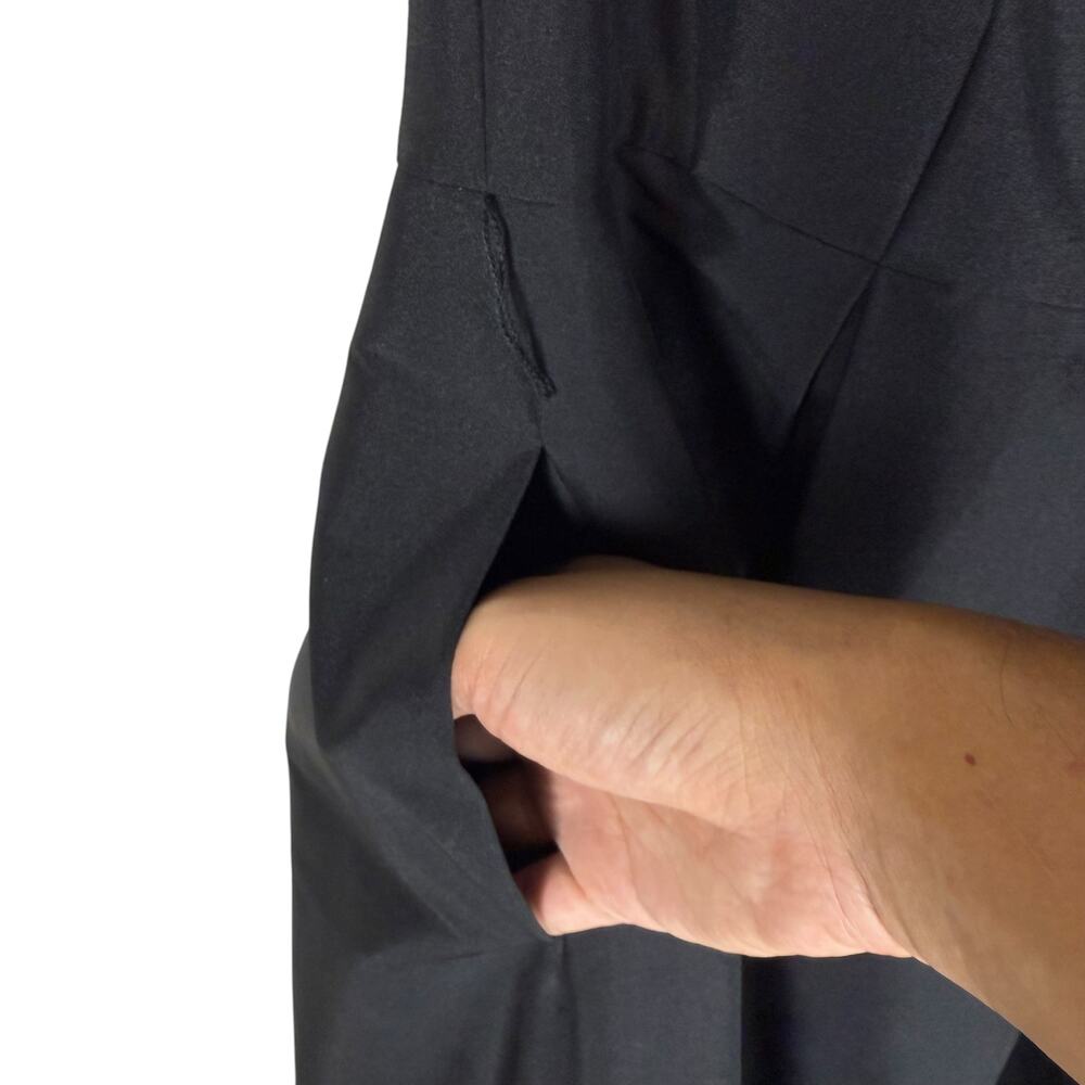 White House Black Market Poplin Midi Dress‎ Women's 12 Black Back Zip Pleated - Picture 7 of 14